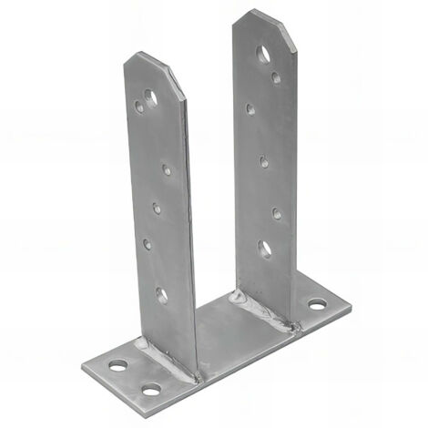 Fixtout – Embase pied de poteau zinguée à visser 75 x 200 x 50 mm – Revêtement en zinc galvanique – Pour béton et bois dur