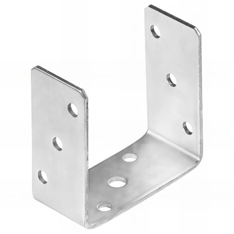 Fixtout – Embase pied de poteau en U zinguée à visser 121 x 120 x 5 mm – Fixation pour béton – Revêtement zinc galvanique 12 µm – Usage intérieur sec