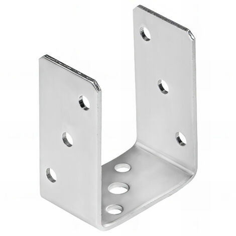 Fixtout – Embase pied de poteau en U zinguée à visser – 91 x 120 x 5 mm – Revêtement zinc 12µm pour béton – Fixation sécurisée structures bois