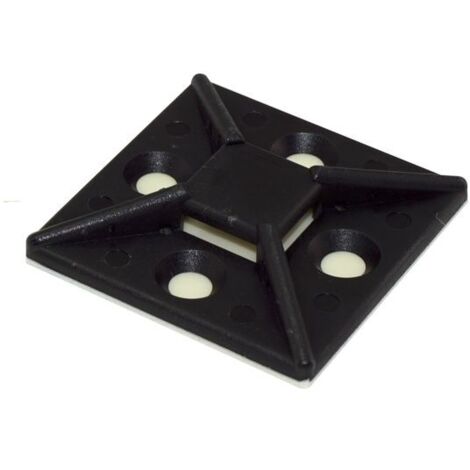 Embase pour serre-câbles autoadhésive noire 38.5mm x 38,5 mm, Ø fixation 5mm ( Prix pour Sachet de 50 )