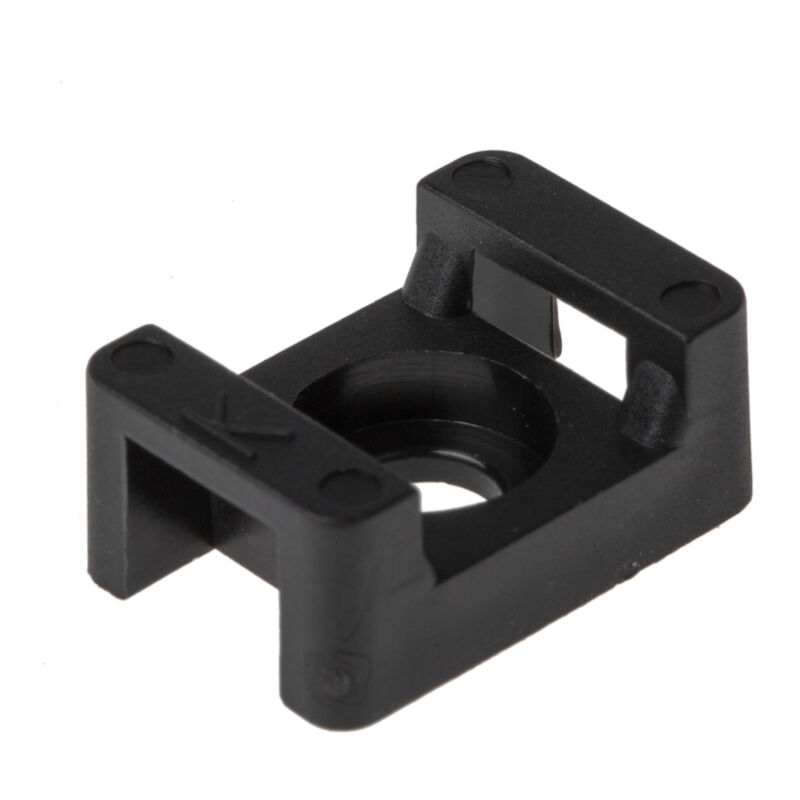 Rs Pro - Embase pour serre-câbles autoadhésive noire 23mm x 16 mm, ø fixation 6.3mm ( Prix pour Sachet de 500 )