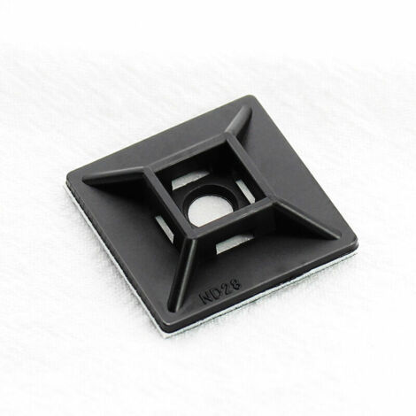 Embases Adhesive pour Attache de Cable , 19mm x 19 mm, Noir, Serre-Câbles Auto Adhésif, Support de Serre Câble Plastique, Embase pour Collier de Serrage，100 Pièces