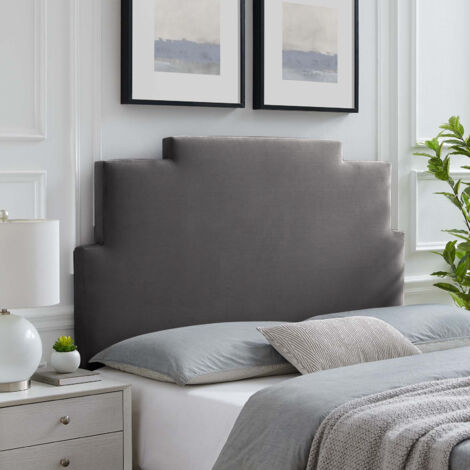 Ember Black Plush Single 30 inch Strutted Headboard
