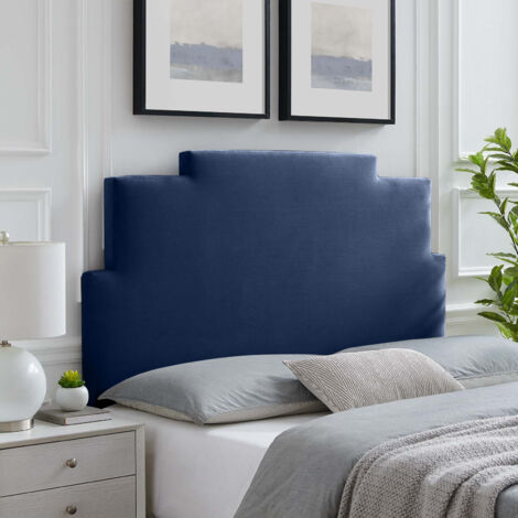Ember Blue Plush Double 30 inch Strutted Headboard