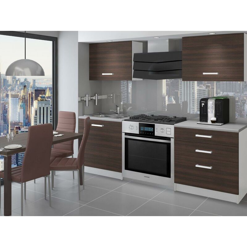 

EMBER | Cocina completa modular lineal L 120 cm 4 piezas | Plan de trabajo INCLUIDO | Conjunto de armario de muebles de cocina - Castaña