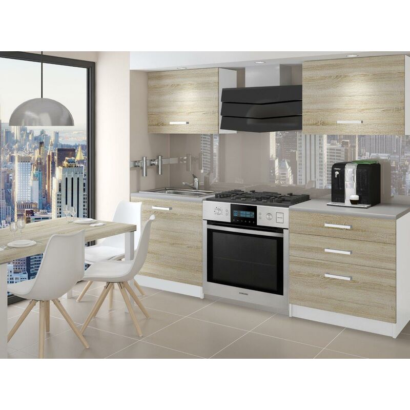 

EMBER | Cocina completa modular lineal L 120 cm 4 piezas | Plan de trabajo INCLUIDO | Conjunto de armario de muebles de cocina - Sonoma