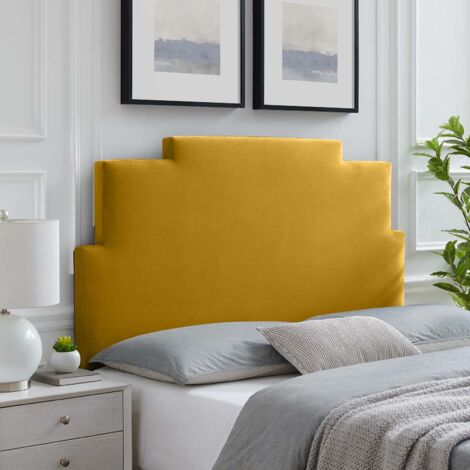 Ember Mustard Plush Small Double 30 inch Strutted Headboard