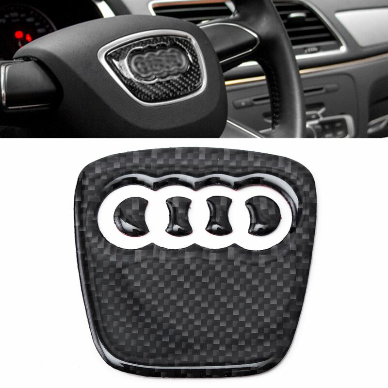 

Emblema de decoración de ajuste de panel de volante de fibra de carbono para Audi A4 S4 RS A5 Q5 Q3