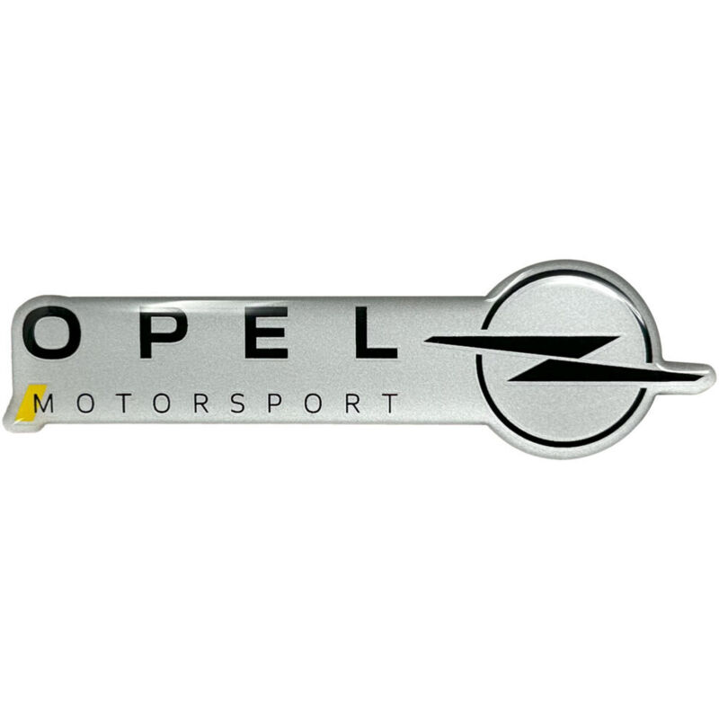 Emblema Fregio Adesivo 3D Opel Motorsport Ufficiale, 38 x 90 mm - Colore: ARGENTO