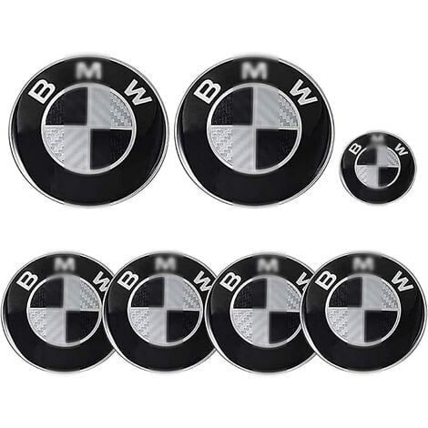 Emblème de voiture 7 pièces pour capot et coffre emblème BM-W 82mm et emblème enjoliveurs 68mm et emblème de volant 45mm