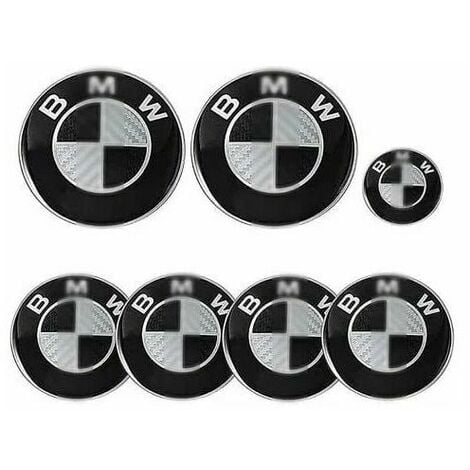 MIMIY Emblème de voiture 7 pièces pour capot et coffre emblème BM-W 82mm et emblème enjoliveurs 68mm et emblème de volant 45mm