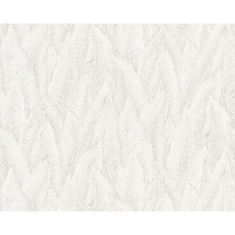 Edem - Embossed wallpaper wall 420ST20 hot embossed non-woven wallpaper slightly textured with nature-inspired pattern glittering white cream silver