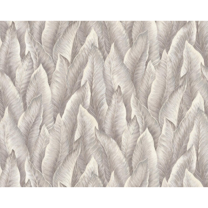 Edem - Embossed wallpaper wall 420ST24 hot embossed non-woven wallpaper slightly textured with nature-inspired pattern glittering grey beige grey