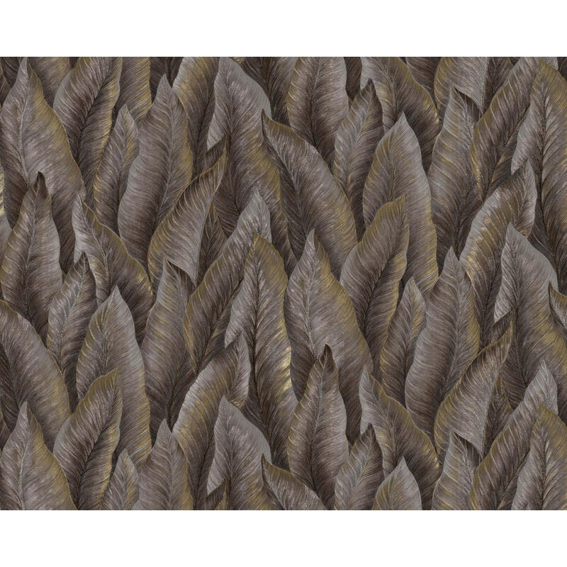 Edem - Embossed wallpaper wall 420ST26 hot embossed non-woven wallpaper slightly textured with nature-inspired pattern glittering brown pale brown