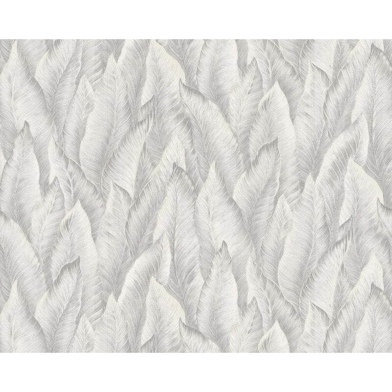 Edem - Embossed wallpaper wall 420ST27 hot embossed non-woven wallpaper slightly textured with nature-inspired pattern glittering white light grey