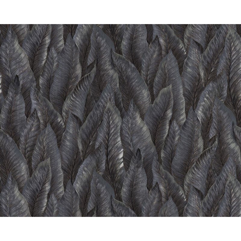 Edem - Embossed wallpaper wall 420ST29 hot embossed non-woven wallpaper slightly textured with nature-inspired pattern glittering anthracite brown