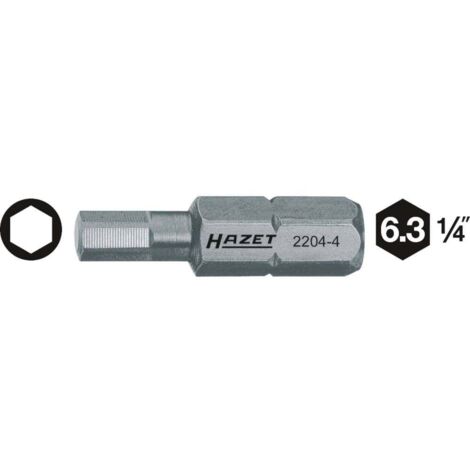 Embout 6 pans Sortie: 6 pans intérieurs 3 mm Hazet 2204-3 Entrainement: hexagone massif 1/4" (6.3 mm