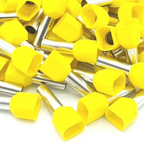 Embout à sertir 100pcs 6mm jaune double bootlace embout de cordon isolé