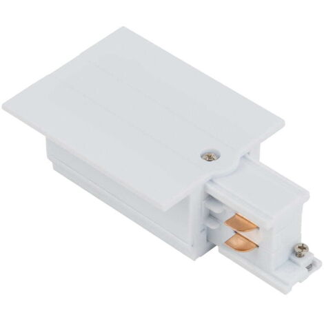 Embout alimentation rail encastré 3 circuits gauche blanc