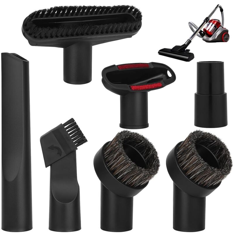 Embout Aspirateur Universel 32mm-35mm - Brosse pour Meubles, Suceur Voiture, Nettoyage Poils d'Animaux et Interieur Auto,Lot de 7 Ensemble
