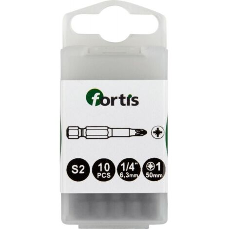Embout Bit 1/4 DIN3126 E63 PZ 2x50mm a10 unités FORTIS