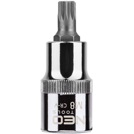 Embout cannelé sur douille de 1/2", M8 x 55 mm