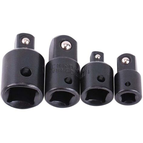 Embout Clé 1/4" 3/8" 1/2", Adaptateur Clé à Choc, 4pcs Douille Réducteur Embout Pour Clé à Douille, Convertisseur De Pilote De Douille Pour Conversions De Tournevis à Chocs Clés à Cliquet D'ex