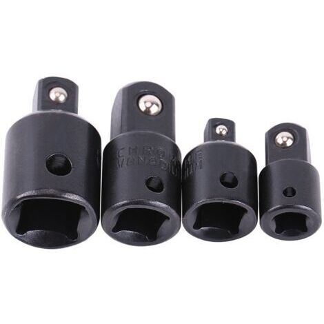 Embout Clé 1/4" 3/8" 1/2", Adaptateur Clé à Choc, 4pcs Douille Réducteur Embout Pour Clé à Douille, Convertisseur De Pilote De Douille Pour Conversions De Tournevis à Chocs Clés à Cliquet D'ex