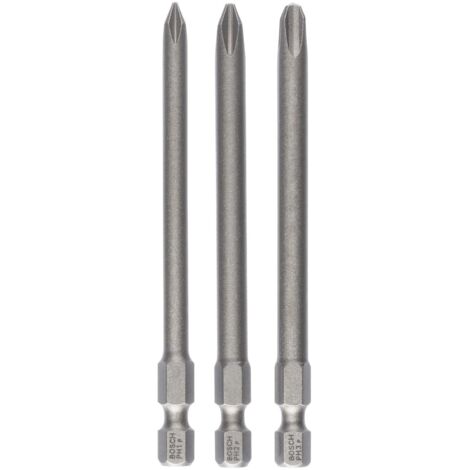 Bosch – Jeu d'embouts de vissage extra-durs 3 pces PH1, PH2, PH3 – Longueur 89 mm – Acier modifié S2 pour vissage intensif - 2607001757