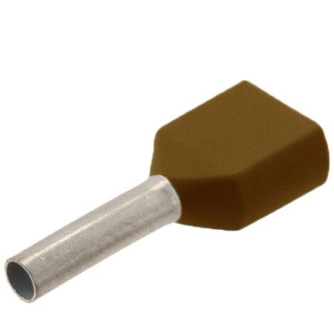 Embout de câblage double pour fil souple de 0,75mm² à 16mm² - Section / Couleur - Double embout Marron - 10mm² - Sachet de 100