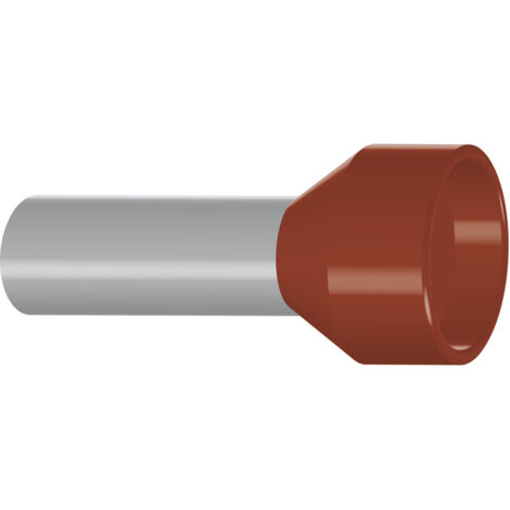 Embout de câblage isolé pour fil souple section 10mm² - brun - collerette isolante - Sachet de 100 pièces