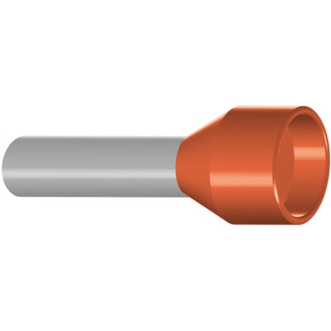 Embout de câblage isolé pour fil souple section 4mm² - orange - collerette isolante - Sachet de 100 pièces