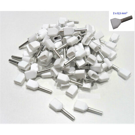 Embout de cablage pré-isolé fil souple isolé de 0.5 mm² à 25 mm² simple ou double  Quantité Embout: Lot de 500 Embouts - Embout de câblage: Embout double 0,5 mm²