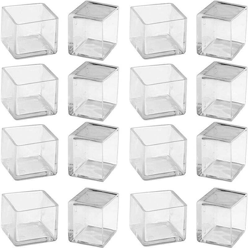 Embout de chaise en silicone carré 25 mm – Capuchon antidérapant transparent – Protection contre rayures et bruit – Facile à installer