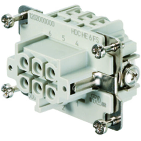 Embout de connecteur Weidmuller série HE, 6 contacts , 24A, Femelle ( Prix pour 1 )
