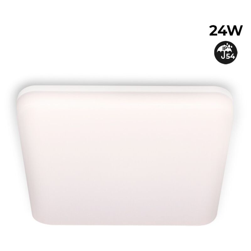 Plafonnier led étanche carré blanc 24W en saillie 2640LM IP54 - Blanc Chaud Plafonnier led étanche carré blanc 24W en saillie 2640LM IP54 - Blanc Chaud