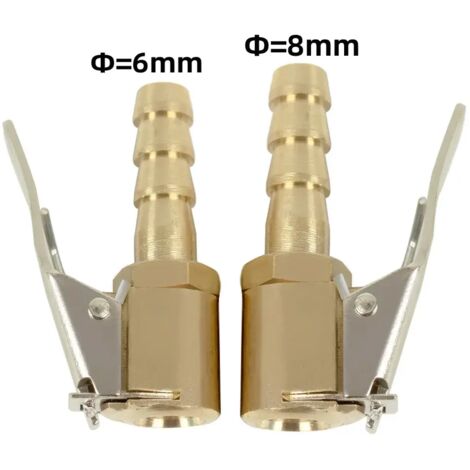 Embout de gonflage pour pompe à air de voiture avec clip de serrage de 6 mm ou 8 mm, connecteur de valve pour compresseur et accessoires de pneus-AquaForge