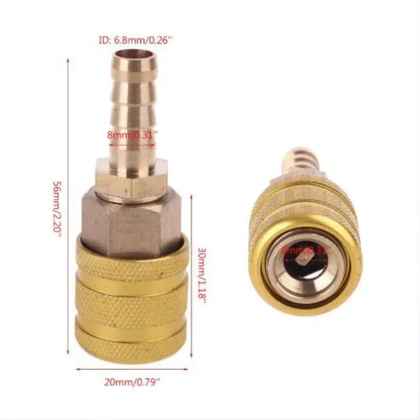Embout de pompe à valve de pneu de voiture ou de vélo de 8 mm en laiton massif, adaptateur de gonflage, connecteur de connexion-AquaForge
