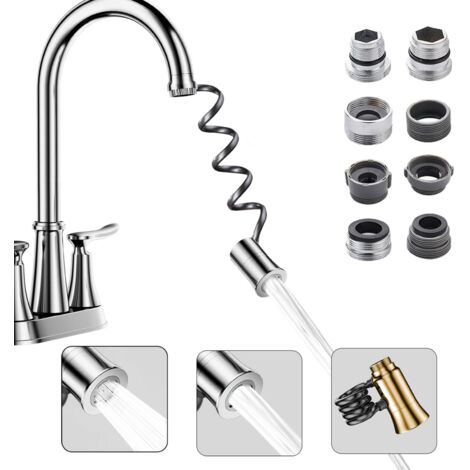 Embout de robinet en métal - Rallonge de robinet avec tuyau extensible - Embout d'évier à 2 positions pour robinet