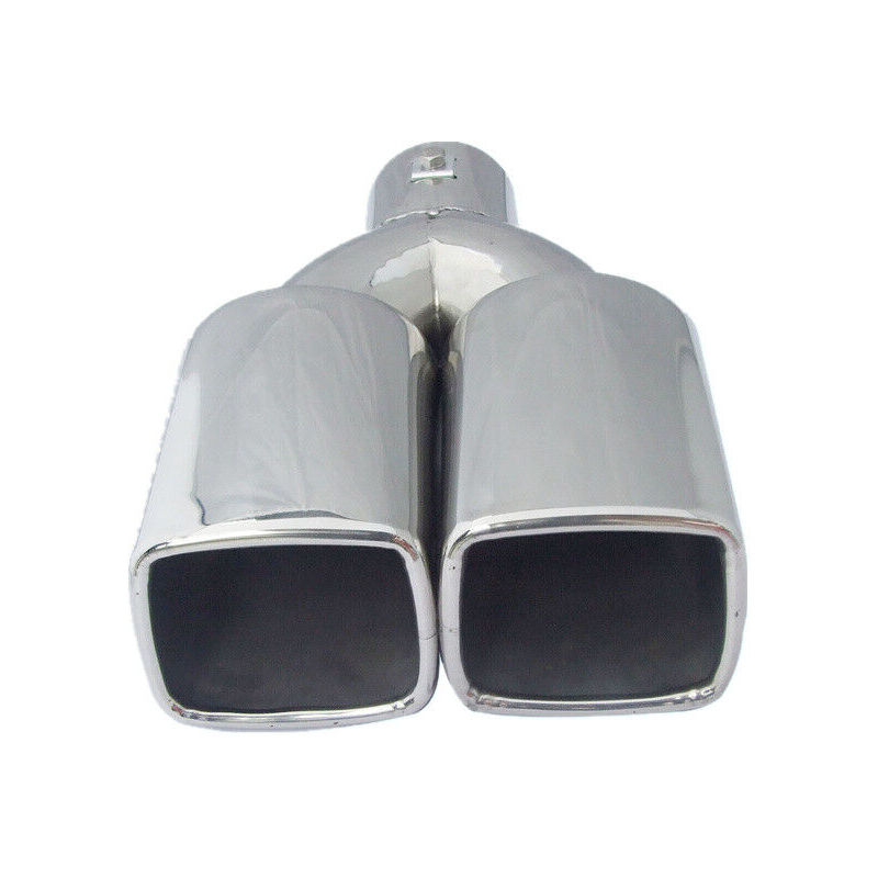 Trimec - Embout de silencieux d'échappement de voiture, 1 pièce, double tuyau carré carré, en acier inoxydable chromé, entrée 2.5 pouces us