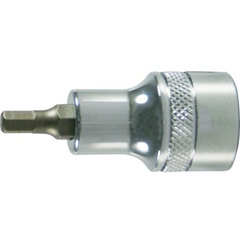Embout de vissage 1/2'' pour vis femelle à 6 pans, poli, Cote s/plats : 17 mm, Long. 60 mm
