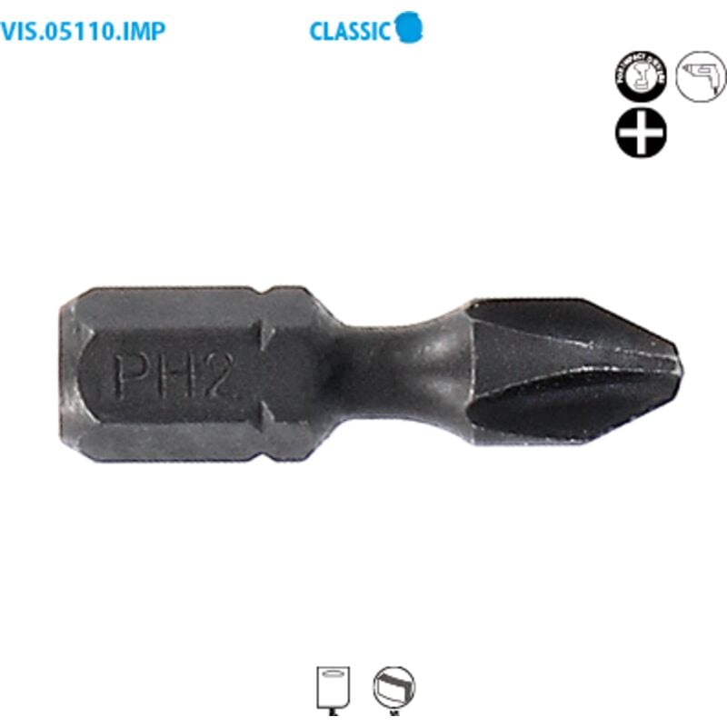 Inserti a brugola serie 1/4'' - PHILLIPS® impact Classic PH N°3 Lunghezza 25 Confezione da 2