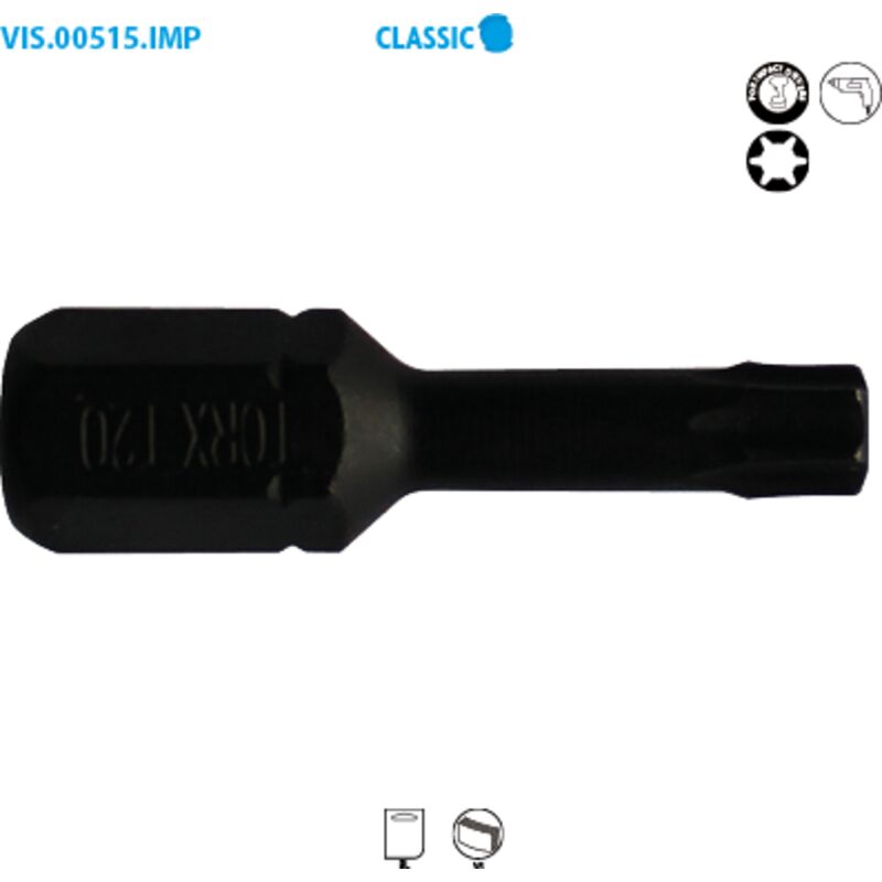 Inserti a brugola serie 1/4'' - TORX® impact Classic T15 lungo. 25 Confezione da 2