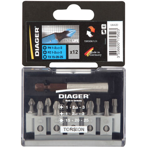 Embout De Vissage Torsion Pz Ph Tx Coffret De 12 Pieces Diager