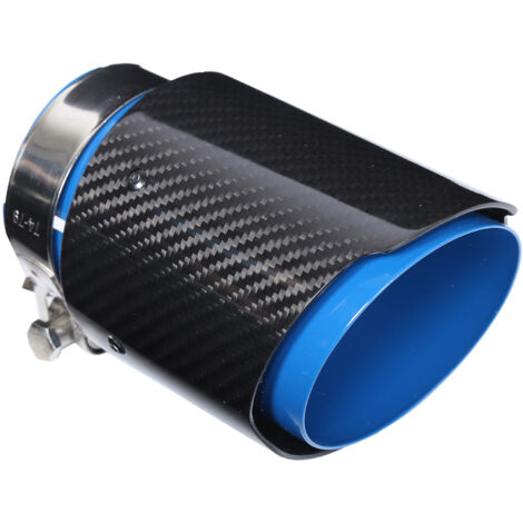 Embout D'échappement de Voiture en Fiber de Carbone Brillant, en Acier Inoxydable Bleu, Sortie Unique, côté Droit, 80 101mm, Pièces Automobiles Universelles