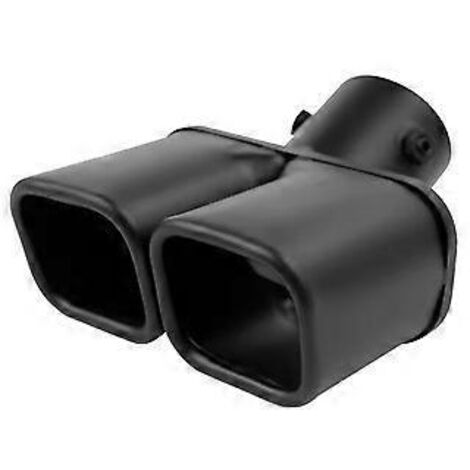 Embout d'échappement double sortie 63 mm en acier inoxydable noir, silencieux à double tuyau en T