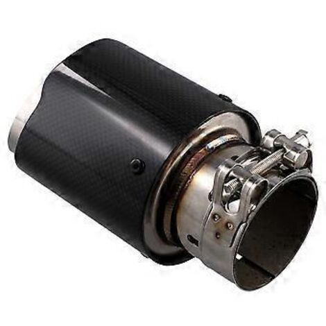 Embout d'échappement universel en fibre de carbone brillante pour voiture, modification du tuyau d'échappement, clip de fixation (6089 mm)