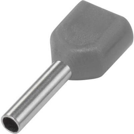 Embout double d'extrémité de câble TRU COMPONENTS TE075-08GY 0.75 mm² x 8 mm partiellement isolé gris 100 pc(s) S451271