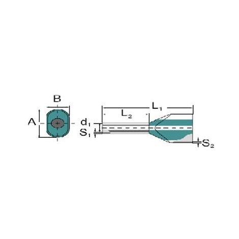 Embout double d'extrémité de câble Weidmüller H0,75/14D ZH GR 9037410000 0.75 mm² x 8 mm partielleme