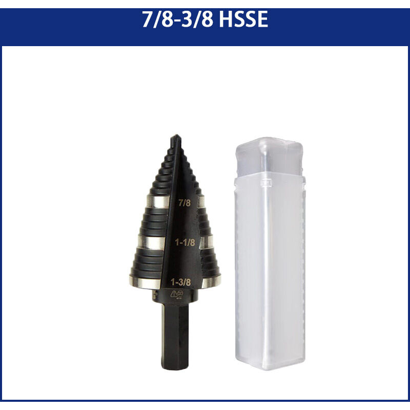 Embout étagé n° 15 à double cannelure de 7/8 à 1-3/8 po avec marqueur de pas et cible faciles à lire, tige hexagonale de 3/8 po